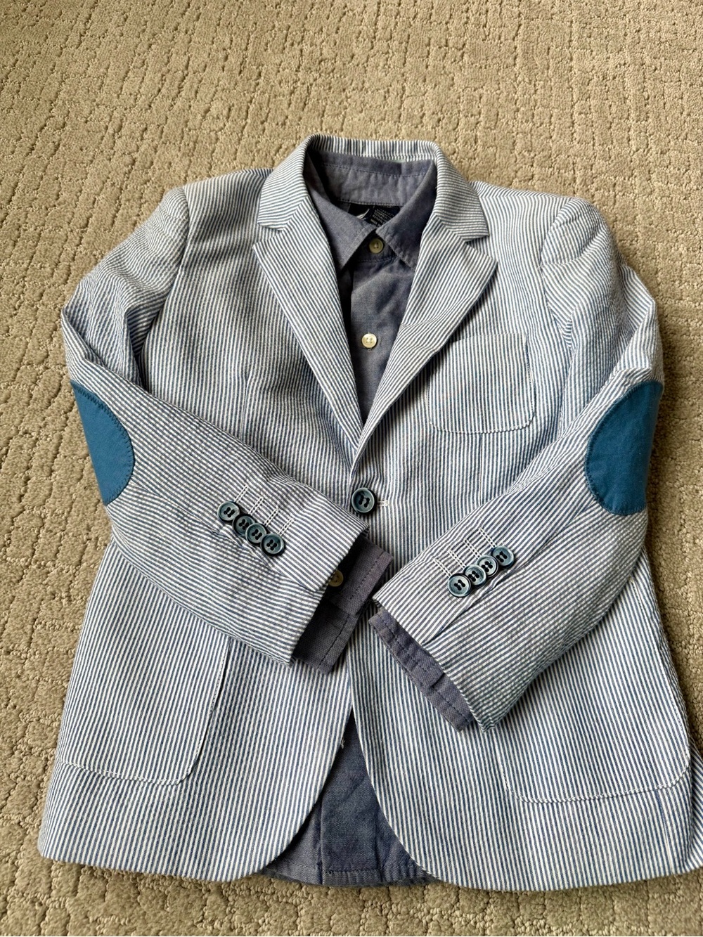 Light Blue White Pinstriped Blazer and Button Down Shirt Size 7